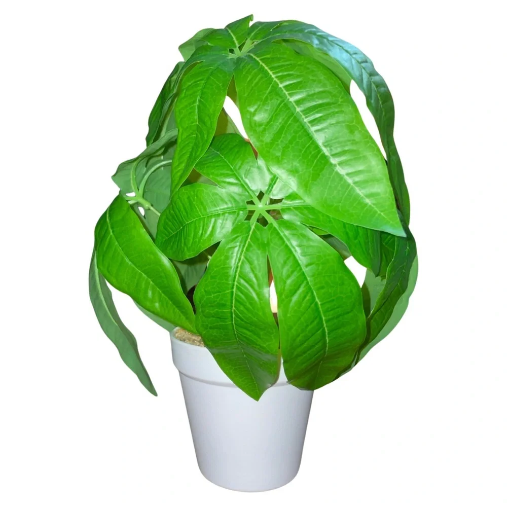 Artificial Money Tree House Plant In Solid White Pot - Home Accent Decor